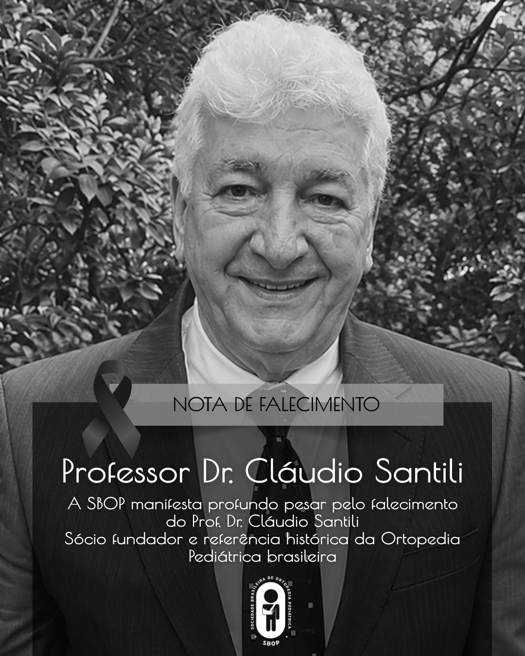 Nota de Pesar - Prof. Dr. Cl&aacute;udio Santili